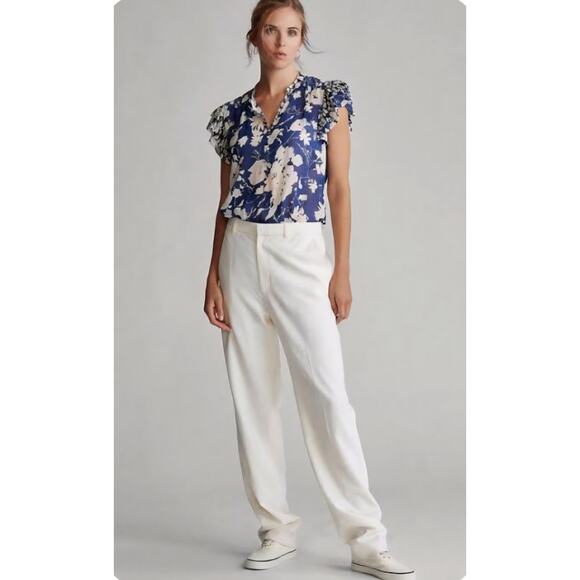 Polo Ralph Lauren Tops - POLO Ralph Lauren Fly Away Blouse Womens XL Blue Floral Sheer classiccore